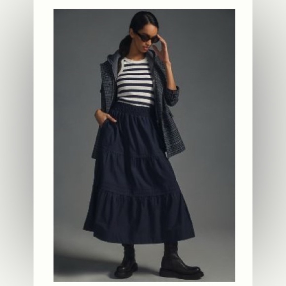 Anthropologie Dark Blue Maxi Skirt